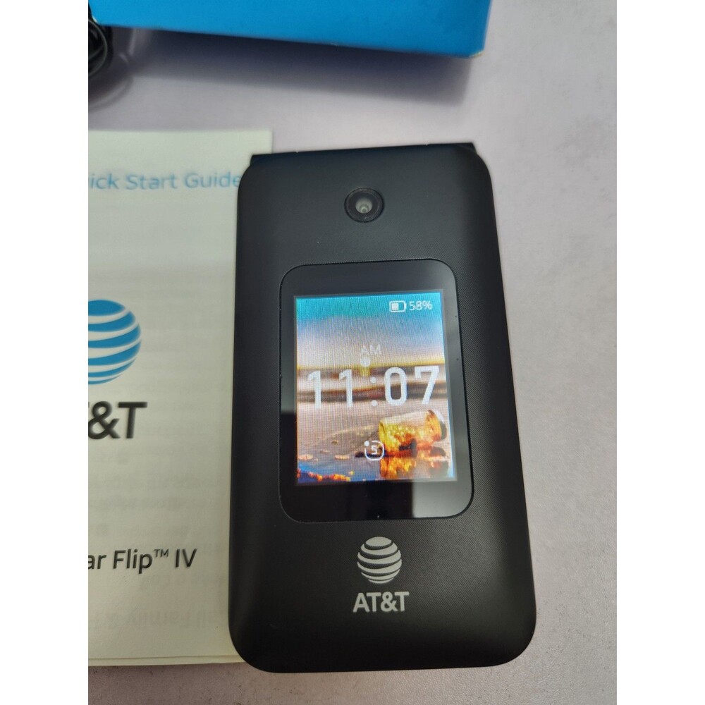 AT&T Cingular Flip IV U102AA 4GB Black 4G LTE Cell Phone Box & Accessories - Picture 2 of 8